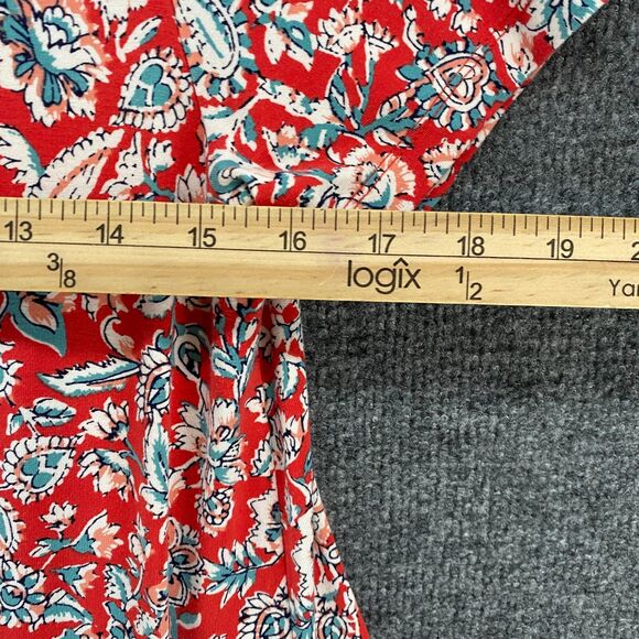 Old Navy Dress Womens M Red Floral A-Line Pullover Boho Cottagecore Prairie Farm - Picture 8 of 9